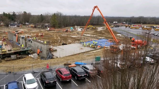 construction site with a cement truck